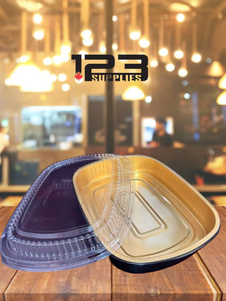 BLACK & GOLD GOURMET TO GO 72OZ SIDE DISH AND DOME LID (5)