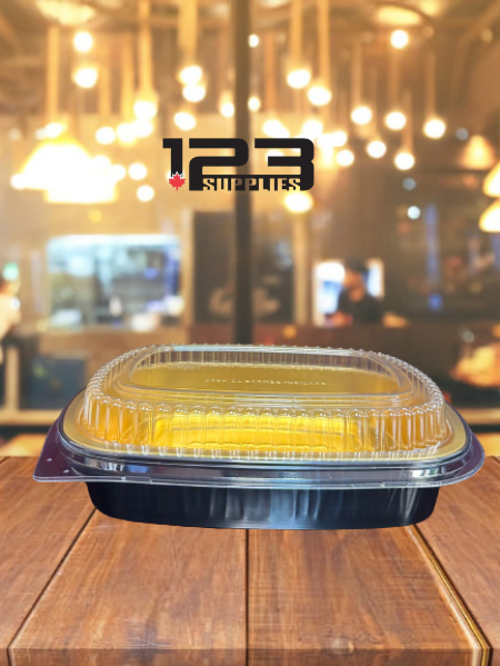 BLACK & GOLD GOURMET TO GO 52OZ SIDE DISH AND DOME LID (5)