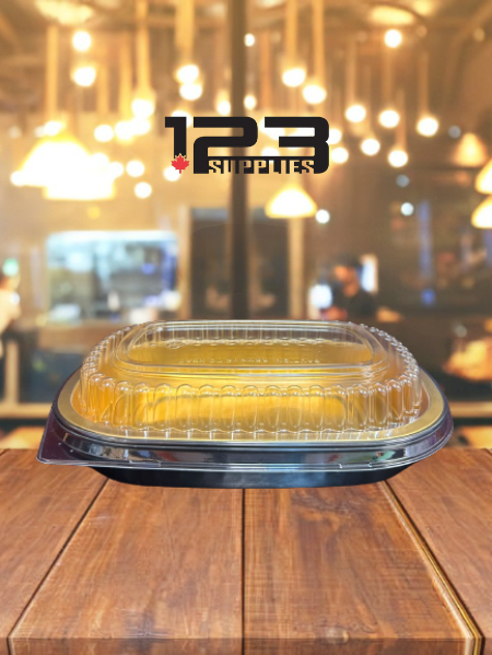 BLACK & GOLD GOURMET TO GO 22OZ SIDE DISH AND DOME LID (5)