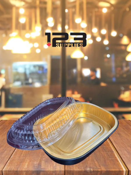 BLACK & GOLD GOURMET TO GO 22OZ SIDE DISH AND DOME LID (5)