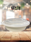 WHITE MICROWAVABLE CONTAINER + LID - ROUND 6" 16OZ (150)