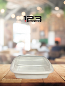 WHITE MICROWAVABLE RECTANGULAR CONTAINER + LID 12OZ (50)
