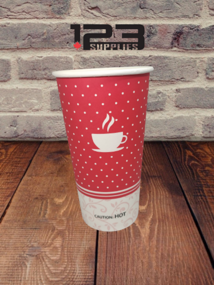 HOT COFFEE CUPS PRINTED 20 OZ (1000) - LIDS NOT INCLUDED