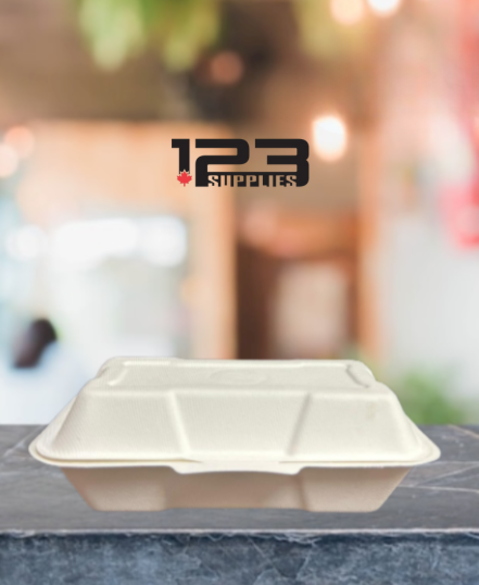 SUGARCANE BIODEGRADABLE CONTAINER - 8.45 X 4.72 X 2.77 - 1 COMPARTMENT (100)