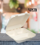 SUGARCANE BIODEGRADABLE CONTAINER - 9 x 9 x 3 - 3 COMPARTMENT (200)