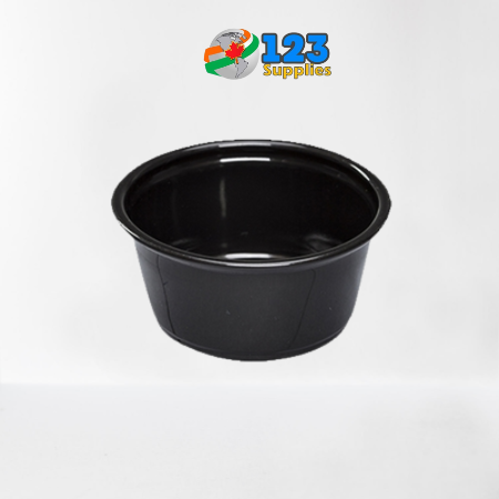 PORTION CUPS 2 OZ BLACK (100) - LIDS NOT INCLUDED