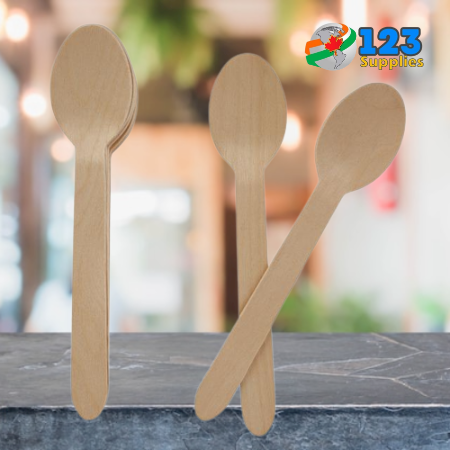 WOOD DESSERT SPOONS (100)