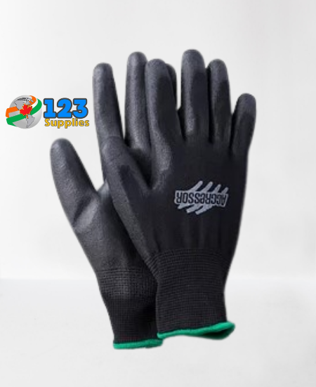 BLACK SAFETY GLOVES GRIP (1 PAIR)