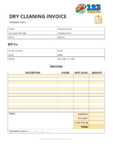 DRY CLEANERS INVOICE 3PLY (500 PIECES)