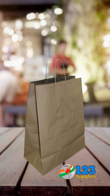 PAPER BAGS WITH HANDLES - KRAFT 13 x 7 x 17" (200)