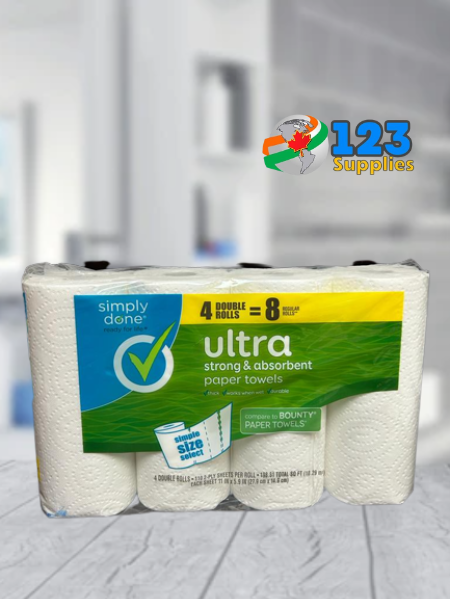 ULTRA STRONG AND ABSORBENT PAPER TOWELS  - 4 DOUBLE ROLLS