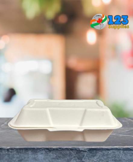 SUGARCANE BIODEGRADABLE CONTAINER - 8 X 4 X 3 - 1 COMPARTMENT (400)