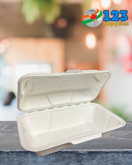 SUGARCANE BIODEGRADABLE CONTAINER - 8 X 4 X 3 - 1 COMPARTMENT (400)