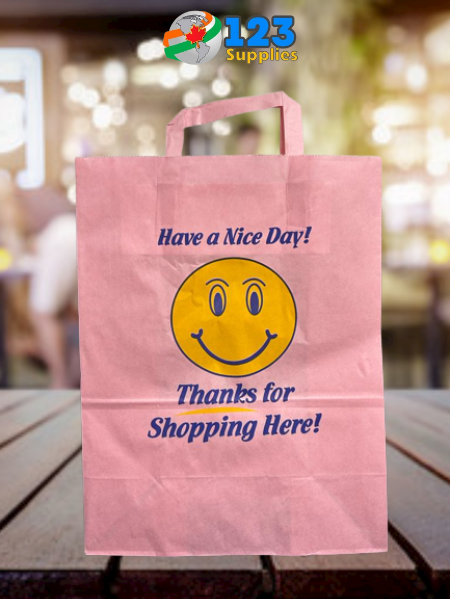 THE SMILING THANK YOU PAPER HANDLE BAG 10 X 5 X 13 - PINK (150)
