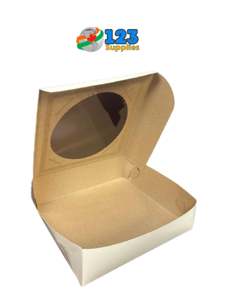 PAPER CAKE BOXES WITH WINDOW - 9 X 9 X 2.5 (100)