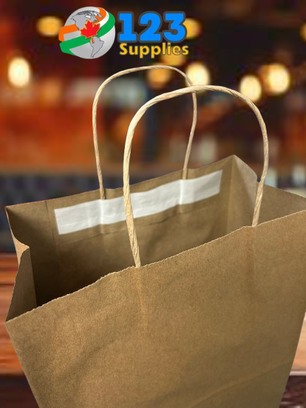 PAPER BAG WITH HANDLES SELF ADHESIVE 8 X 4.5 X 10.5 (10)