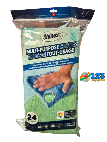 MULTI-PURPOSE MICROFIBER CLOTHS (PACK OF 24) 14" X 14" ASSORTED COLOURS