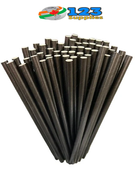 COCKTAIL PAPER STRAWS BLACK 6" (3000)