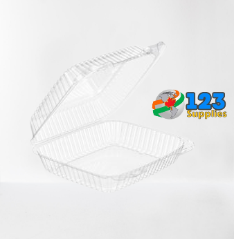 HINGED LID PLASTIC CONTAINER RECTANGULAR - 8 x 5.75 x 2.5 (500)