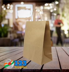 PAPER BAGS WITH HANDLES - KRAFT 10 x 5 x 13" (250)