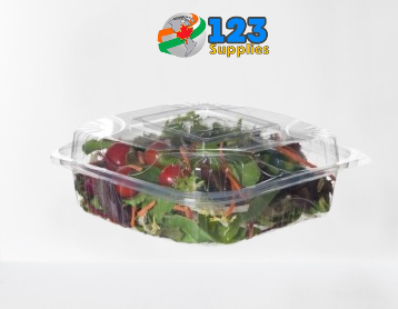 PLASTIC CLAMSHELL CONTAINER ROUND BASE - CLEAR - 8" ECOPAX (250)