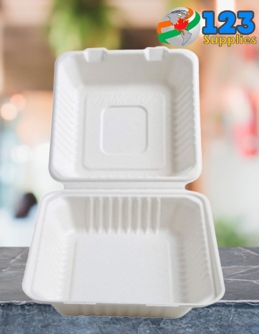 EVERGREEN BIODEGRADABLE CONTAINERS - 8 x 8 x 3 - 1 COMPARTMENT (50)