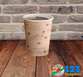 HOT COFFEE CUPS PRINTED 12 OZ (1000) - LIDS NOT INCLUDED
