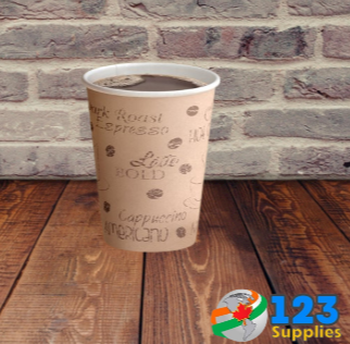 HOT COFFEE CUPS PRINTED 12 OZ (50) - LIDS NOT INCLUDED