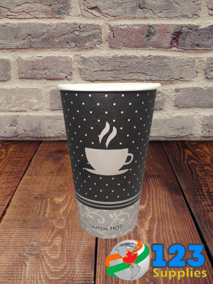 HOT COFFEE CUPS PRINTED 16 OZ (50) - LIDS NOT INCLUDED