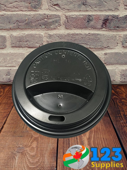 HOT COFFEE CUP DOME LIDS BLACK - UNIVERSAL 10 -16  OZ (1000)