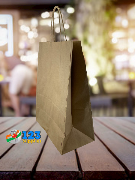 PAPER BAGS WITH HANDLES - KRAFT 12 x 7 x 17" (10)