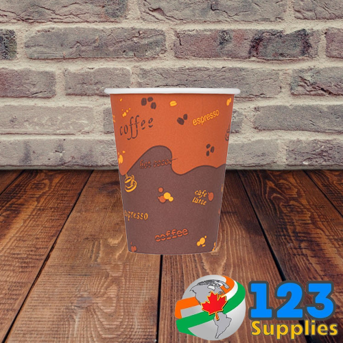 HOT COFFEE CUPS PRINTED 8 OZ (1000) - LIDS NOT INCLUDED