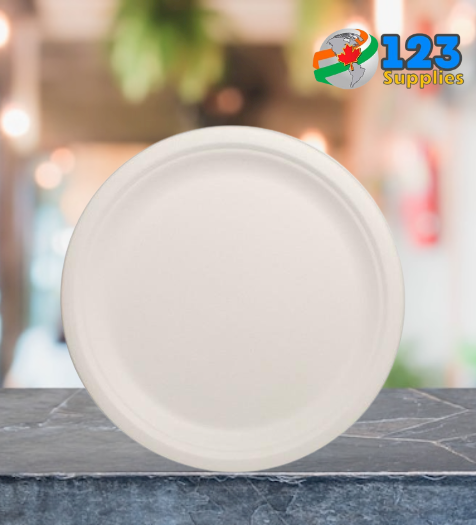 SUGARCANE BIODEGRADABLE PLATES - ROUND 10" (500)