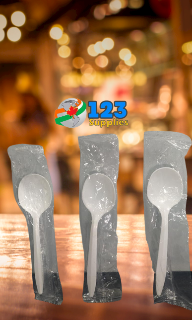 INDIVIDUALLY WRAPPED CUTLERY - HEAVY WHITE SOUP SPOON (1000)