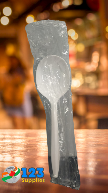 INDIVIDUALLY WRAPPED CUTLERY - HEAVY WHITE SOUP SPOON (1000)