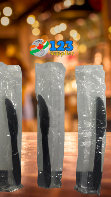 INDIVIDUALLY WRAPPED CUTLERY - HEAVY BLACK KNIFE (1000)