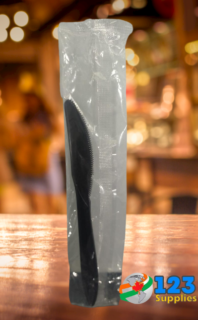 INDIVIDUALLY WRAPPED CUTLERY - HEAVY BLACK KNIFE (1000)