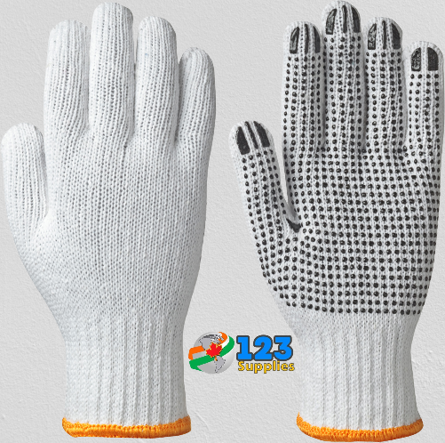 COTTON WITH PVC DOTS GLOVES (12 PAIRS)