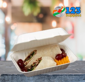 SUGARCANE BIODEGRADABLE CONTAINERS - 9 x 6 x 3 (200)