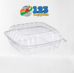 PLASTIC CLAMSHELL CONTAINER ROUND BASE - CLEAR - 8" ECOPAX (250)