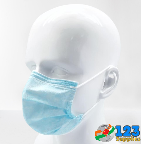 FACE MASKS - 3 PLY DISPOSABLE BLUE (50)