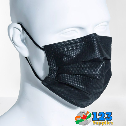 FACE MASKS - 3 PLY DISPOSABLE BLACK (50)