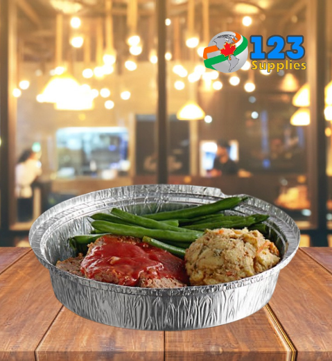 ALUMINUM CONTAINERS ROUND (lid sold separately) - 8" REGULAR - PACTIV (250)