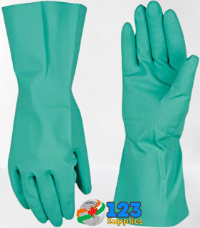 HEAVY DUTY GLOVES - NITRILE GREEN (12 PAIRS)