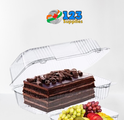 HINGED LID PLASTIC CONTAINER RECTANGULAR - 8 x 5.75 x 2.5 (500)