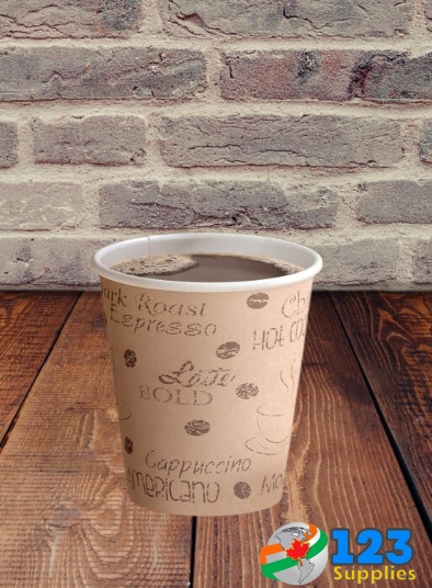 HOT COFFEE CUPS PRINTED 10 OZ (50) - LIDS NOT INCLUDED