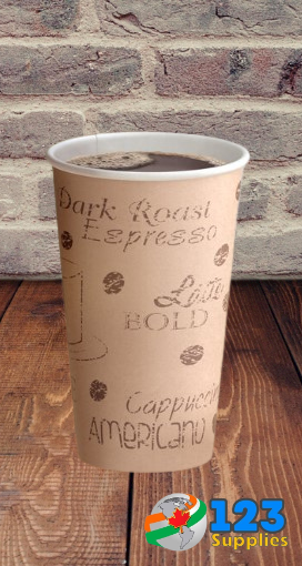 HOT COFFEE CUPS PRINTED 16 OZ (1000) - LIDS NOT INCLUDED