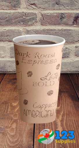 HOT COFFEE CUPS PRINTED 16 OZ (50) - LIDS NOT INCLUDED