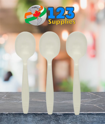 BIO BASED CUTLERY - WHITE SOUP SPOONS (1000)