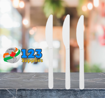 BIO BASED CUTLERY - WHITE KNIVES (100)